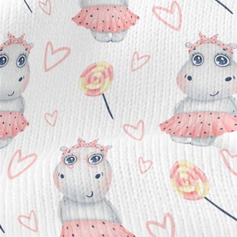 Hippo Girl In Pink Dress Stretch Jersey