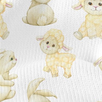 Fluffy Lamb And Bunny Stretch Jersey