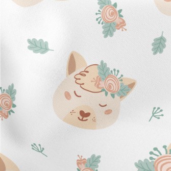 Animals Wearing Wreath Headdre Lightweight Cotton Poplin