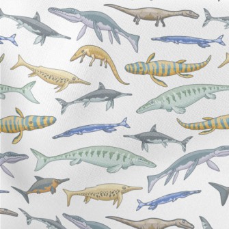 Creepy Sea Dinosaurs Lightweight Cotton Poplin