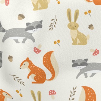 Cute Animals Living In The For Lightweight Cotton Poplin