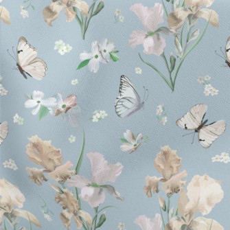 Blooming Irises In Spring Lightweight Cotton Poplin