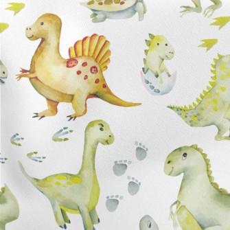 Cute Turtle And Little Dinosau Lightweight Cotton Poplin