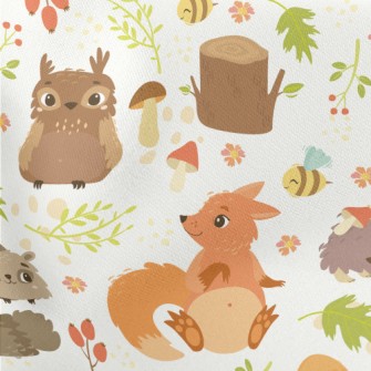 Bright Forest Animals Lightweight Cotton Poplin