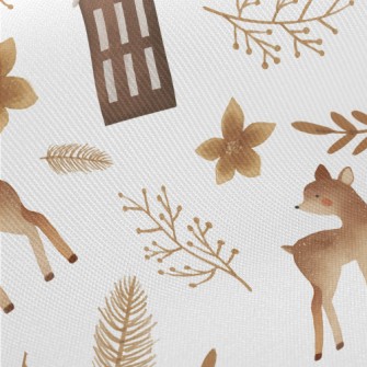 Lost Fawn In Autumn And Winter Midweight Cotton Poplin