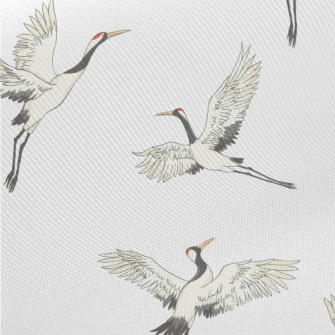 Red-crowned Cranes Spread Thei Midweight Cotton Poplin