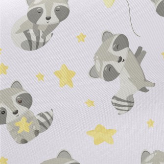 Cute Raccoon And Stars Midweight Cotton Poplin