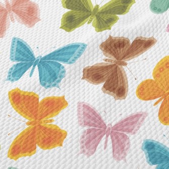 Delicate Flowers And Butterfli Birdseye Piqué
