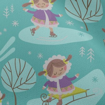 Cute Girl Skating And Skiing Chiffon