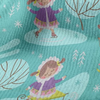 Cute Girl Skating And Skiing Terry