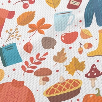 Autumn Pumpkin Pie Maple Leave Birdseye Piqué