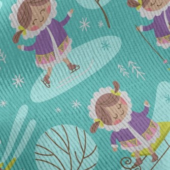 Cute Girl Skating And Skiing Standard Corduroy