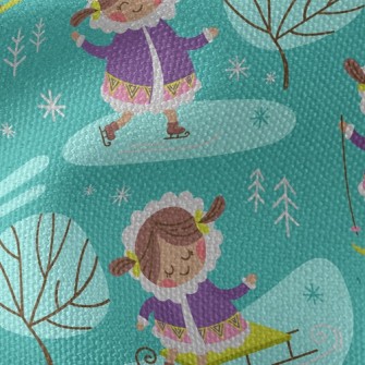 Cute Girl Skating And Skiing Waterproof Canvas