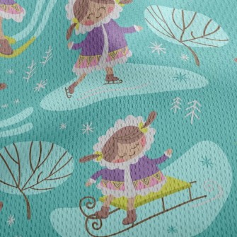 Cute Girl Skating And Skiing Athletic Mesh Flat Back