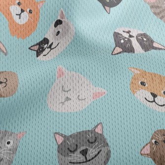 Big Face Cat Head Family Athletic Mesh Flat Back