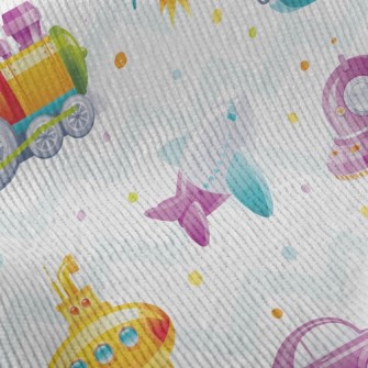 Cartoon Train Rocket Submarine Standard Corduroy