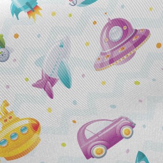 Cartoon Train Rocket Submarine Twill