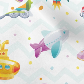 Cartoon Train Rocket Submarine Micro Fleece