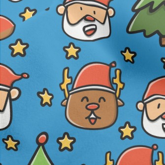 Comic Santa Elk Micro Fleece