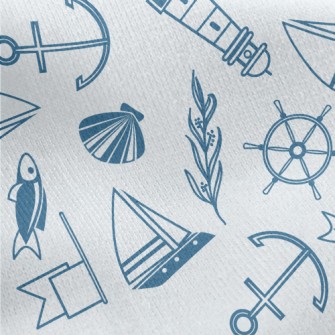 Lighthouse Sailing Ship Marine Jersey Backed Fleece