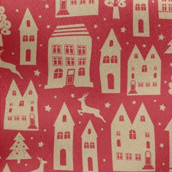 Small And Cozy Christmas House Jersey Backed Fleece