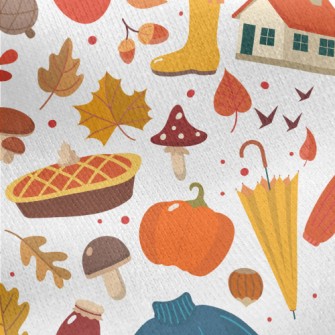 Autumn Pumpkin Pie Maple Leave Jersey Backed Fleece