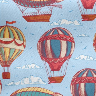 Hot Air Balloon And Flying Boa Jersey Backed Fleece