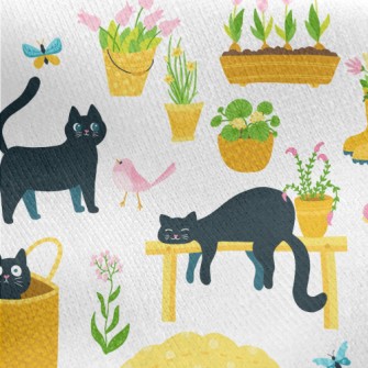 Kittens Playing In The Garden Jersey Backed Fleece