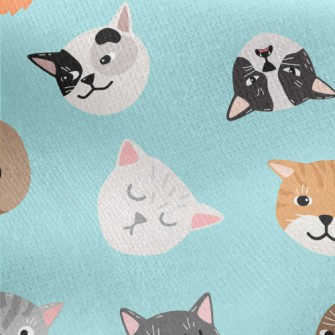 Big Face Cat Head Family Jersey Backed Fleece