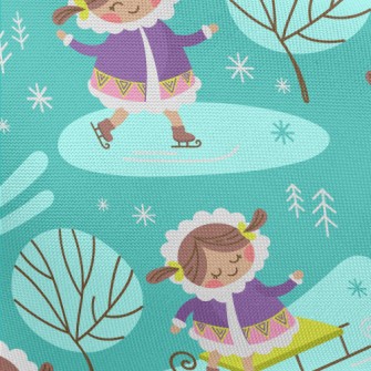 Cute Girl Skating And Skiing Pongee