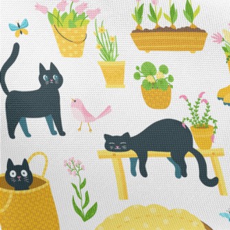 Kittens Playing In The Garden Pongee