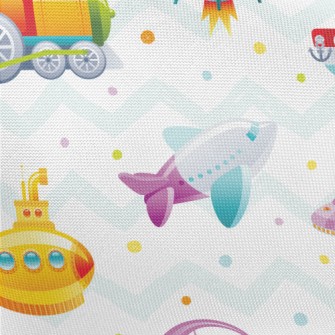 Cartoon Train Rocket Submarine Pongee