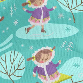 Cute Girl Skating And Skiing Stretch Jersey