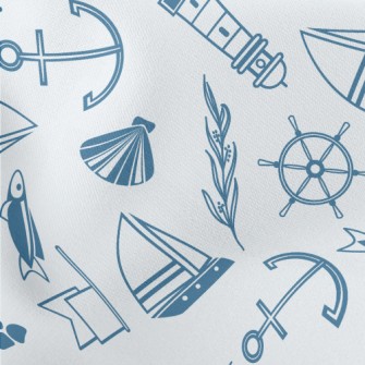 Lighthouse Sailing Ship Marine Lightweight Cotton Poplin