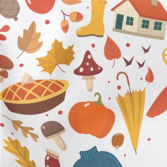Autumn Pumpkin Pie Maple Leave Lightweight Cotton Poplin