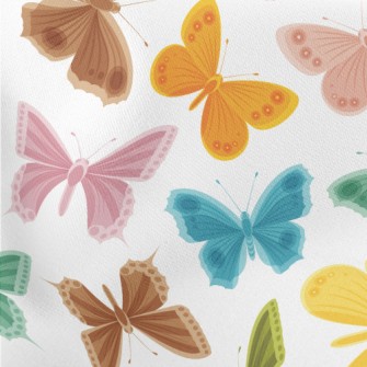 Delicate Flowers And Butterfli Lightweight Cotton Poplin