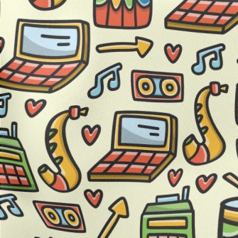 Jazz Drum Saxophone Music Lightweight Cotton Poplin