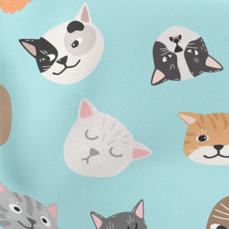 Big Face Cat Head Family Lightweight Cotton Poplin