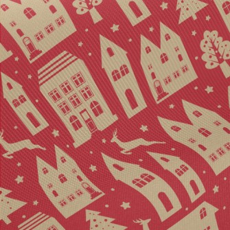 Small And Cozy Christmas House Midweight Cotton Poplin
