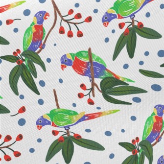 Cartoon Parrot Coloring Midweight Cotton Poplin
