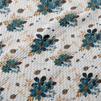 Blue Watercolor Flowers Birdseye Piqué