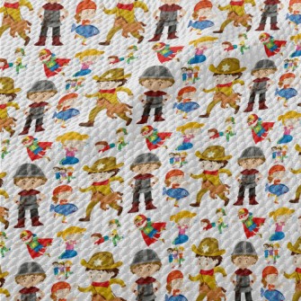 Children In Different Costumes Birdseye Piqué