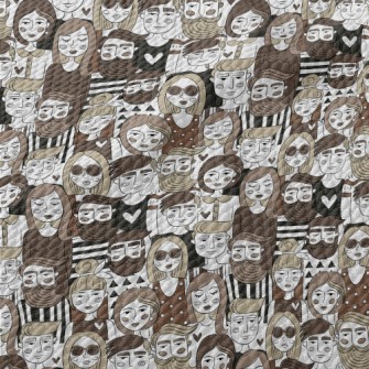 Hand-painted Group Portraits Birdseye Piqué