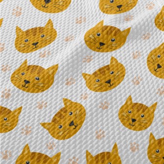 Cute Cat Head Birdseye Piqué