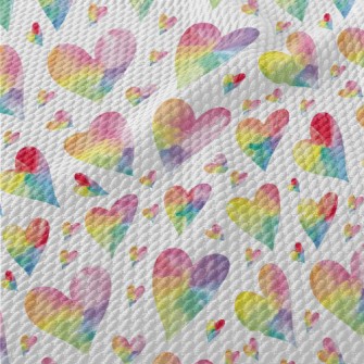 Watercolor Colored Love Heart Birdseye Piqué