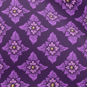 Hand Drawn Purple Flowers Chiffon