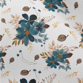 Blue Watercolor Flowers Chiffon