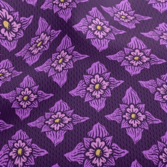 Hand Drawn Purple Flowers Athletic Mesh Flat Back