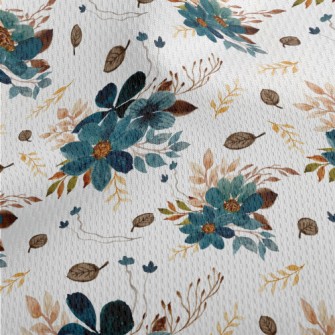 Blue Watercolor Flowers Athletic Mesh Flat Back