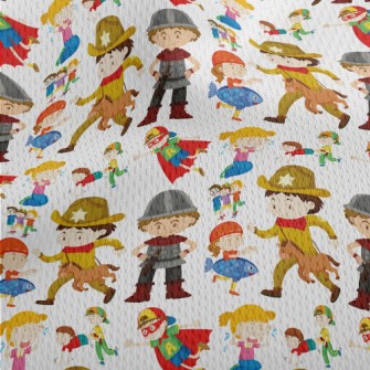 Children In Different Costumes Athletic Mesh Flat Back